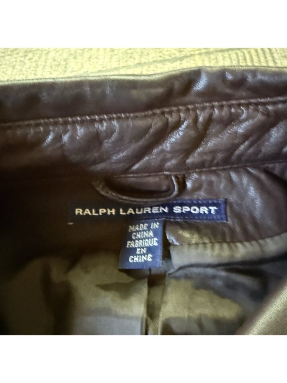 Vintage Polo Ralph Lauren Sport Cropped Brown Leather Jacket Size 8 - Picture 9 of 13